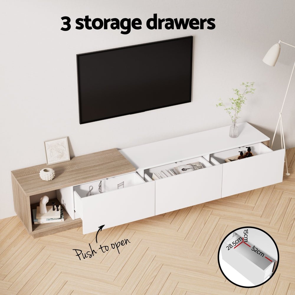 TV Cabinet Entertainment Unit Stand Extendable White Oak - Furniture > Living Room > TV Units - Rivercity House & Home Co. (ABN 18 642 972 209) - Affordable Modern Furniture Australia