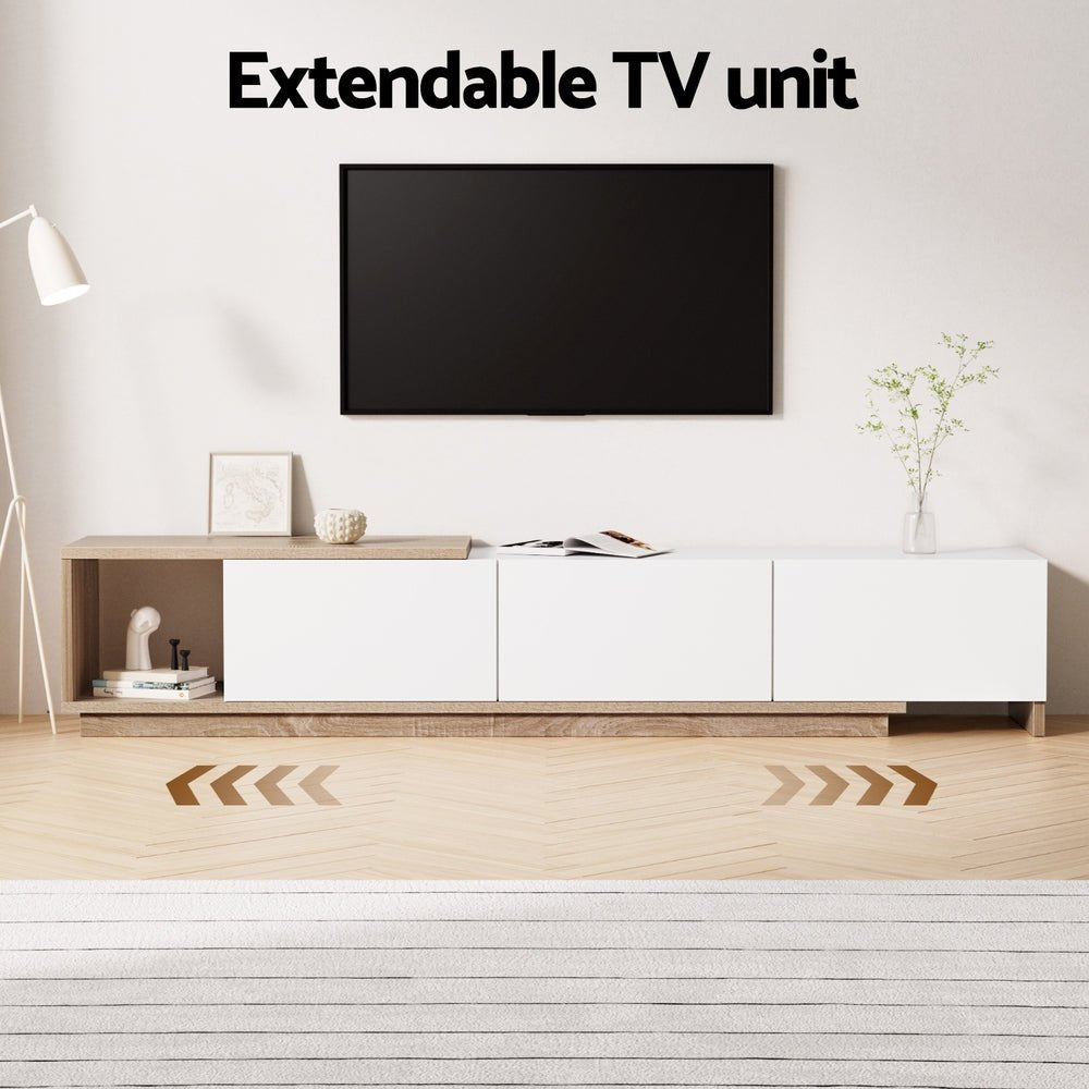 TV Cabinet Entertainment Unit Stand Extendable White Oak - Furniture > Living Room > TV Units - Rivercity House & Home Co. (ABN 18 642 972 209) - Affordable Modern Furniture Australia
