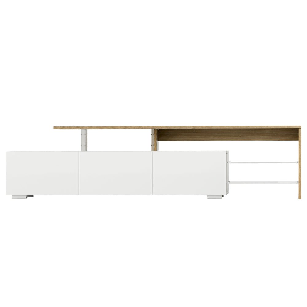 TV Cabinet Entertainment Unit with Drawers - White and Wood - Rivercity House & Home Co. (ABN 18 642 972 209) - Affordable Modern Furniture Australia