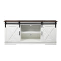 TV Cabinet Entertainment Unit with Sliding Barn Doors - White