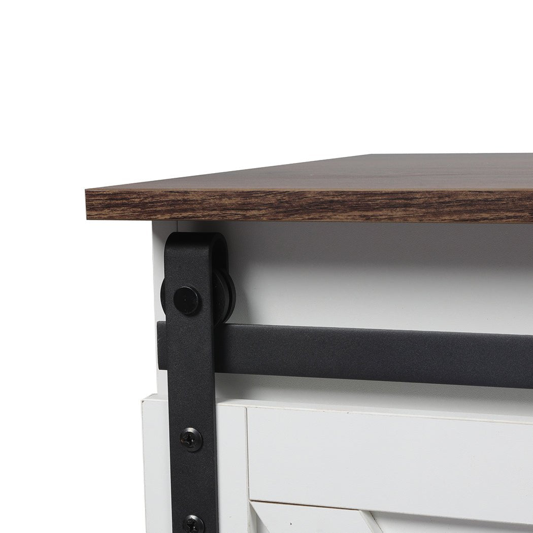 TV Cabinet Entertainment Unit with Sliding Barn Doors - White - Rivercity House & Home Co. (ABN 18 642 972 209) - Affordable Modern Furniture Australia