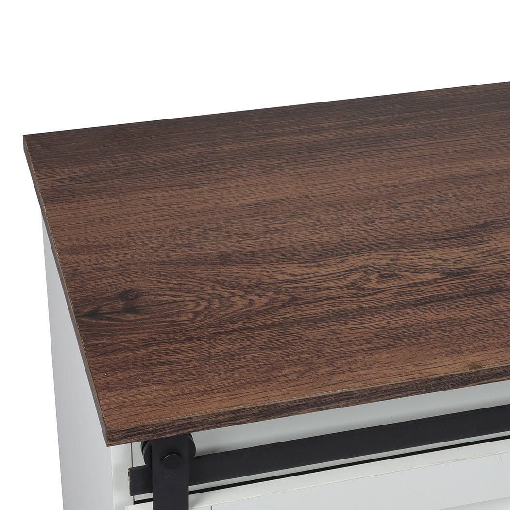 TV Cabinet Entertainment Unit with Sliding Barn Doors - White - Rivercity House & Home Co. (ABN 18 642 972 209) - Affordable Modern Furniture Australia