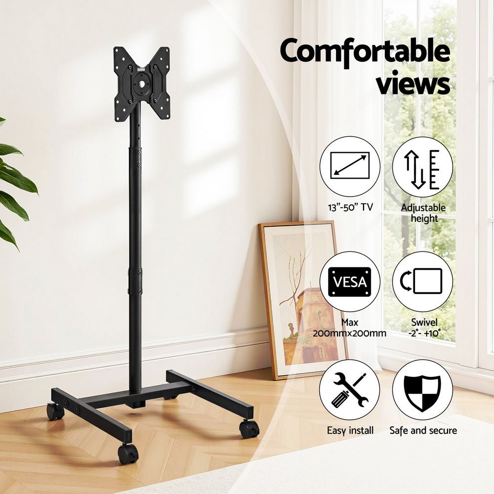 TV Stand 13 - 50" Universal Mobile Adjustable Height TV Stand with Wheels - Furniture > Living Room > TV Units - Rivercity House & Home Co. (ABN 18 642 972 209) - Affordable Modern Furniture Australia