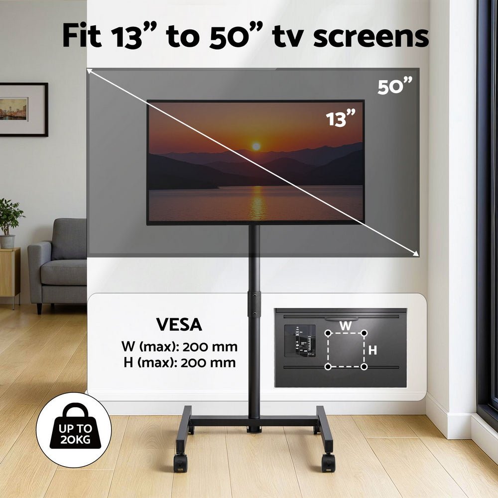 TV Stand 13 - 50" Universal Mobile Adjustable Height TV Stand with Wheels - Furniture > Living Room > TV Units - Rivercity House & Home Co. (ABN 18 642 972 209) - Affordable Modern Furniture Australia