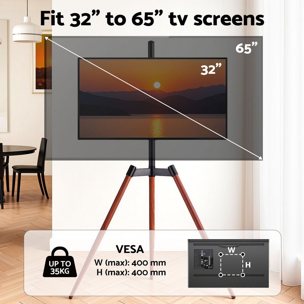 TV Stand 32 - 65 inch LED LCD Screen Wooden Tripod Easel Height Adjustable - Furniture > Living Room > TV Units - Rivercity House & Home Co. (ABN 18 642 972 209) - Affordable Modern Furniture Australia