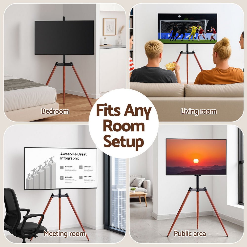 TV Stand 32 - 65 inch LED LCD Screen Wooden Tripod Easel Height Adjustable - Furniture > Living Room > TV Units - Rivercity House & Home Co. (ABN 18 642 972 209) - Affordable Modern Furniture Australia