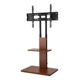 Adjustable Swivel TV Stand for 32-70" TVs with Wooden Tray - Black