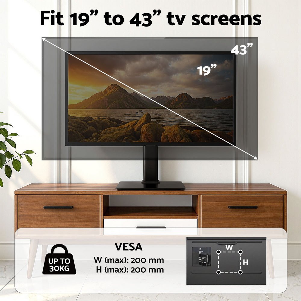 TV Stand Bracket for 19 - 43 inch TVs Table Top Desktop Universal Swivel - Furniture > Living Room > TV Units - Rivercity House & Home Co. (ABN 18 642 972 209) - Affordable Modern Furniture Australia