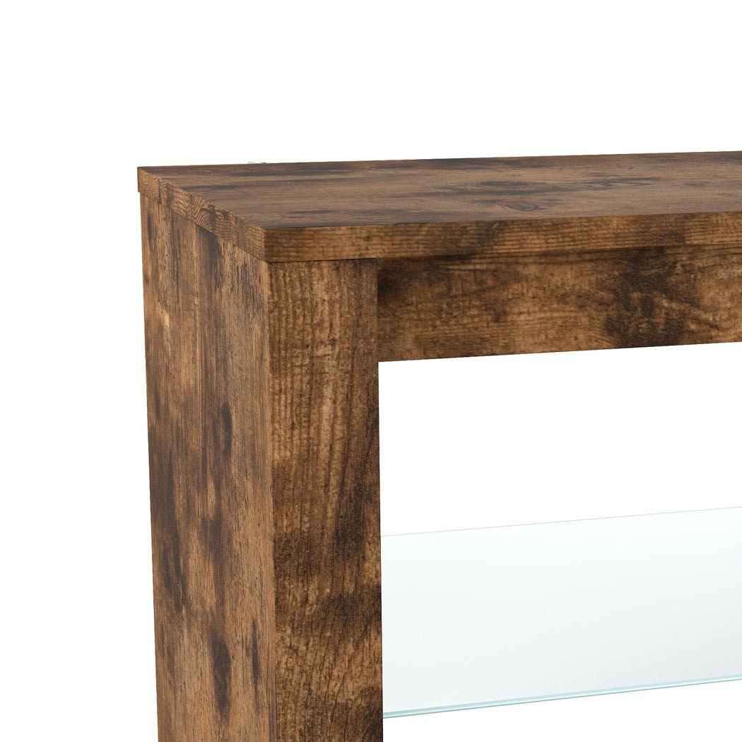 TV Stand Cabinet with Glass Display Shelves and LED Lighting - Oak - Rivercity House & Home Co. (ABN 18 642 972 209) - Affordable Modern Furniture Australia
