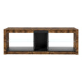 TV Stand Cabinet with Glass Display Shelves and LED Lighting - Oak