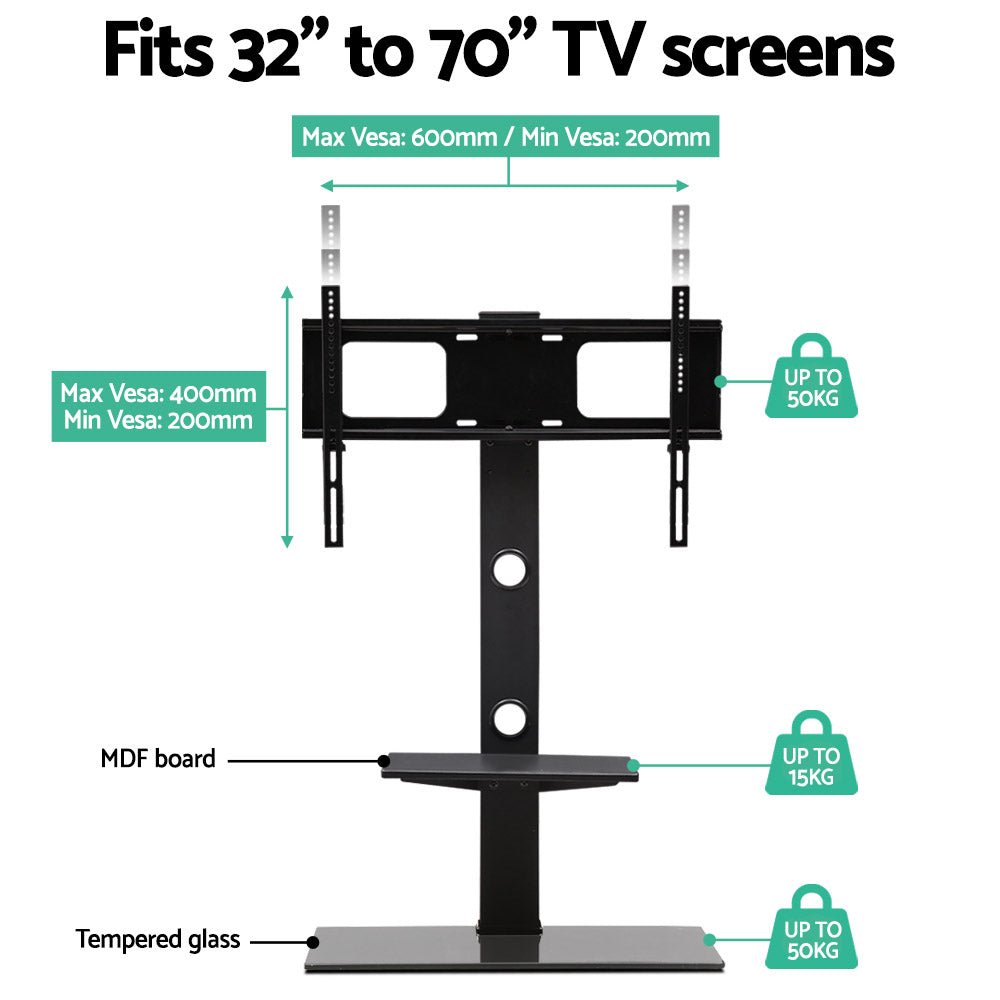 TV Stand Mount Bracket for 32" - 70" LED LCD 2 Tiers Storage Floor Shelf - Furniture > Living Room > TV Units - Rivercity House & Home Co. (ABN 18 642 972 209) - Affordable Modern Furniture Australia