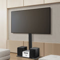 TV Stand Mount Bracket for 32"-70" LED LCD TVs with Glass Storage Shelf - Black