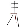 Adjustable Swivel TV Stand for 24-55" TVs with Wooden Tray - Black
