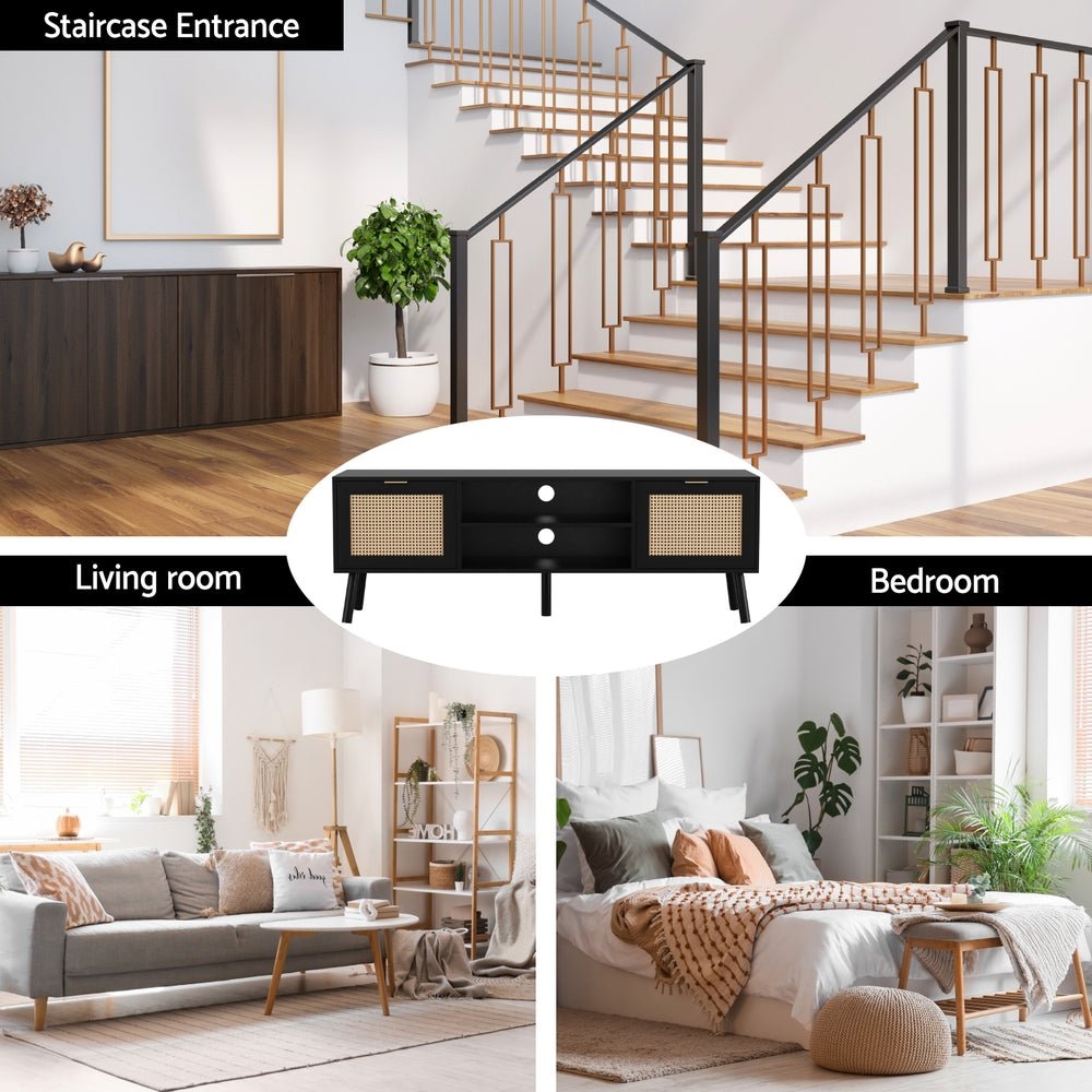 TV Unit 150cm Storage Cabinet Black - Furniture > Living Room > TV Units - Rivercity House & Home Co. (ABN 18 642 972 209) - Affordable Modern Furniture Australia