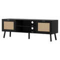 150cm TV Unit with Storage Cabinets and Shelves - Black