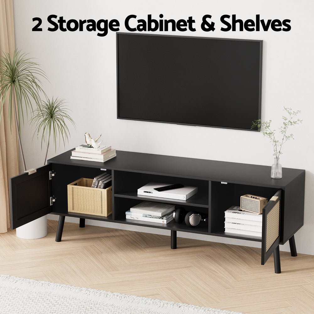 TV Unit 150cm Storage Cabinet Black - Furniture > Living Room > TV Units - Rivercity House & Home Co. (ABN 18 642 972 209) - Affordable Modern Furniture Australia
