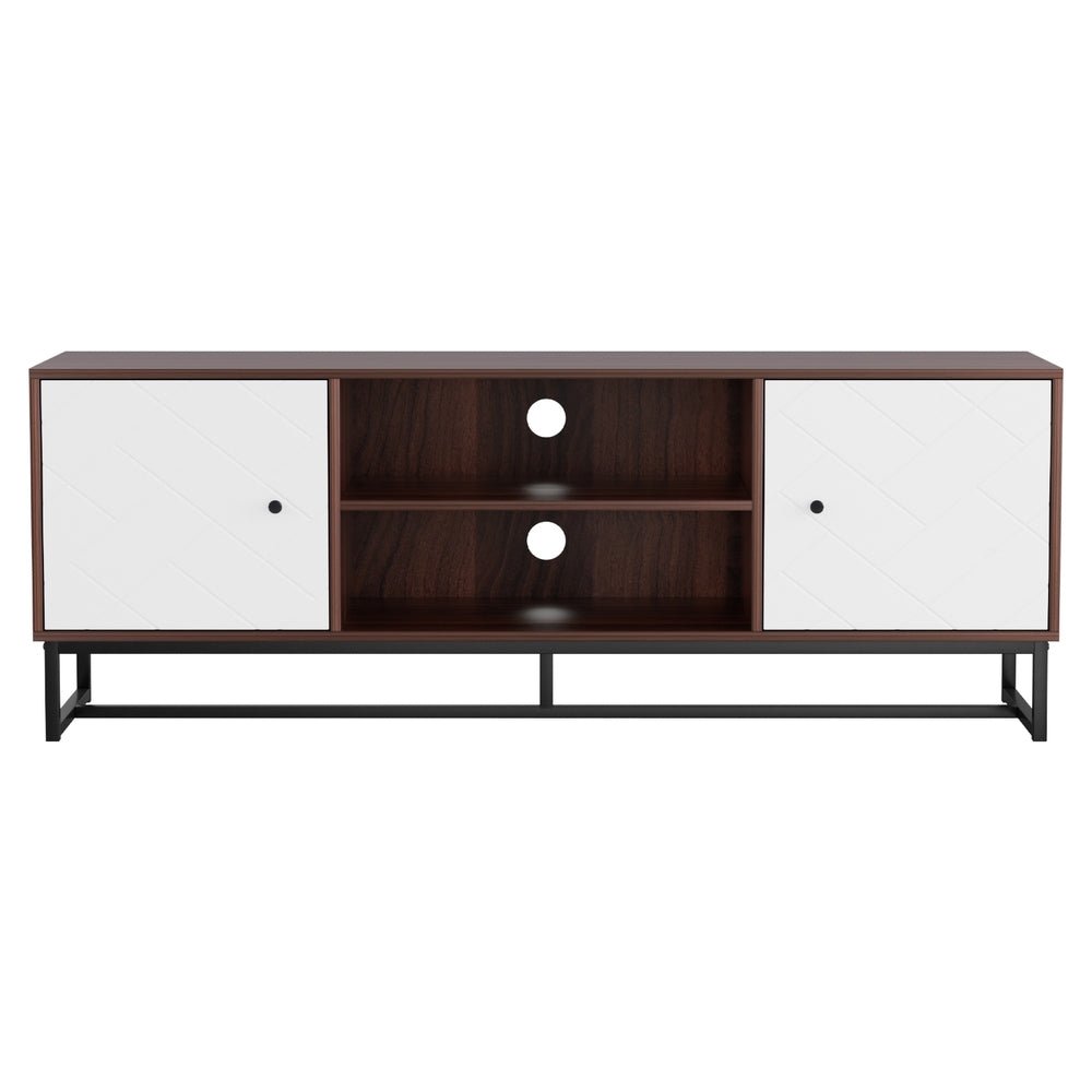 TV Unit 150cm Storage Shelves Walnut White - Furniture > Living Room > TV Units - Rivercity House & Home Co. (ABN 18 642 972 209) - Affordable Modern Furniture Australia