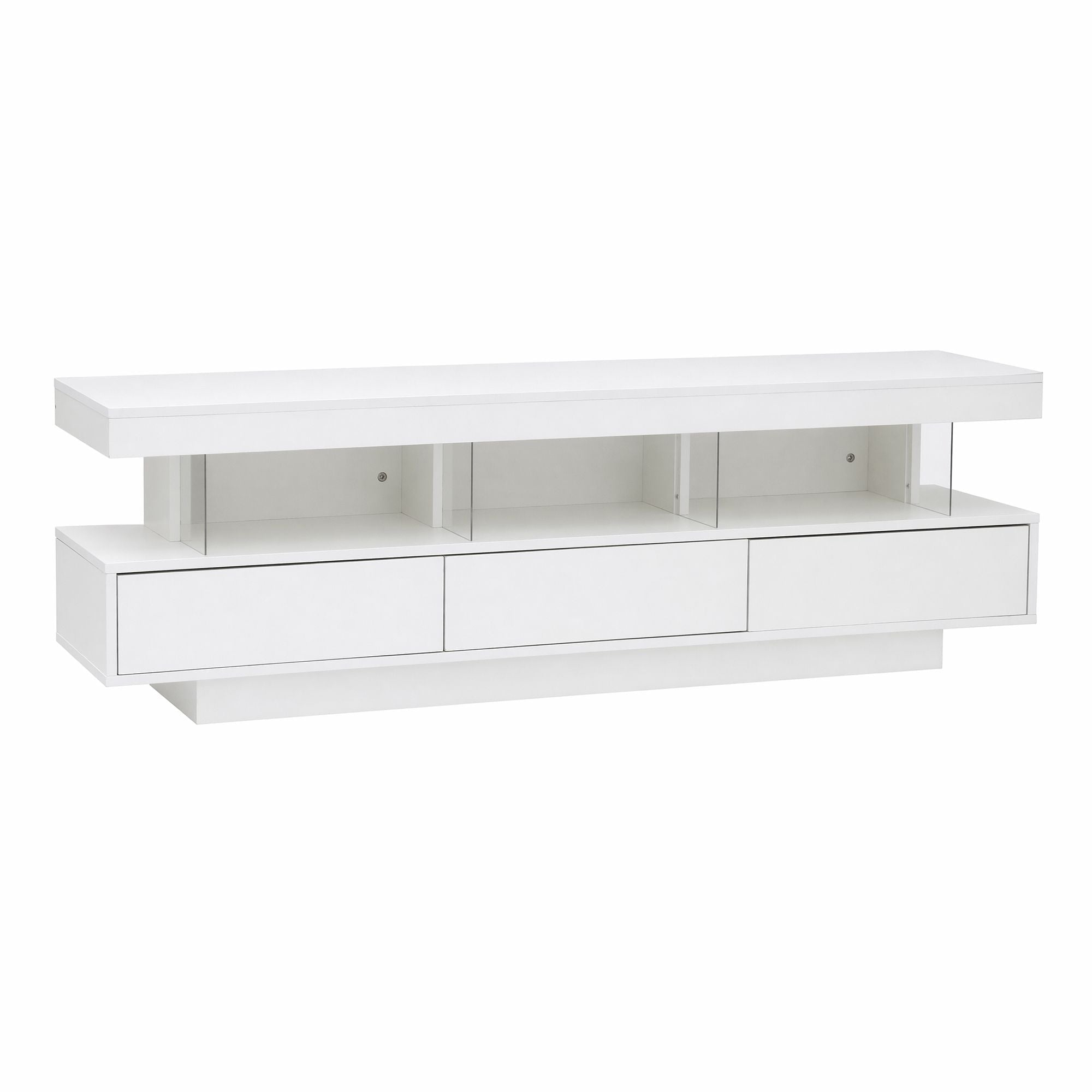TV Unit 160cm with LED Lighting and Storage Drawers - White - Furniture > Living Room > TV Units - Rivercity House & Home Co. (ABN 18 642 972 209) - Affordable Modern Furniture Australia