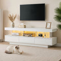 TV Unit 160cm with LED Lighting and Storage Drawers - White