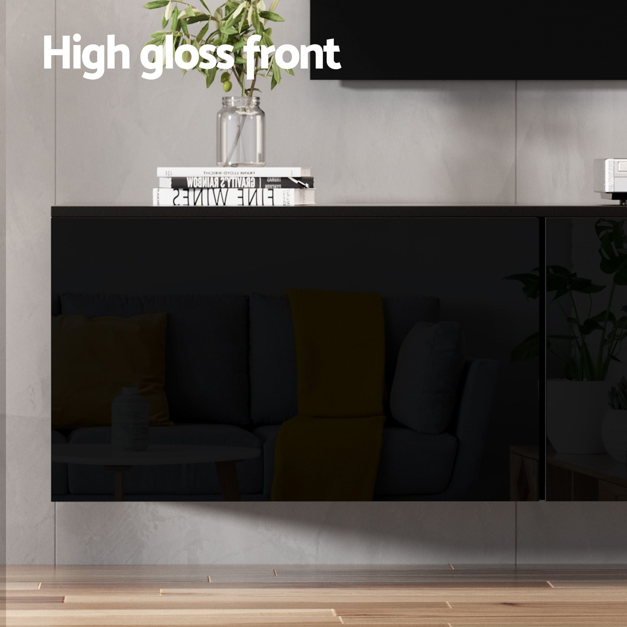 TV Unit & Coffee Table Set Storage Cabinet Black - Furniture > Living Room > Coffee Tables - Rivercity House & Home Co. (ABN 18 642 972 209) - Affordable Modern Furniture Australia