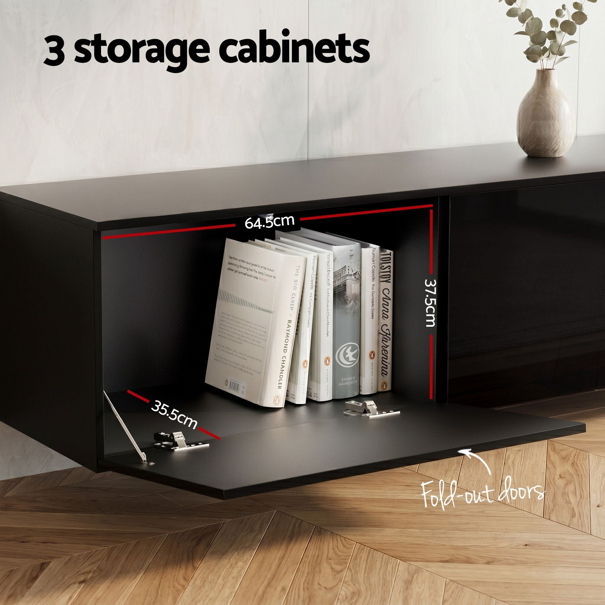 TV Unit & Coffee Table Set Storage Cabinet Black - Furniture > Living Room > Coffee Tables - Rivercity House & Home Co. (ABN 18 642 972 209) - Affordable Modern Furniture Australia