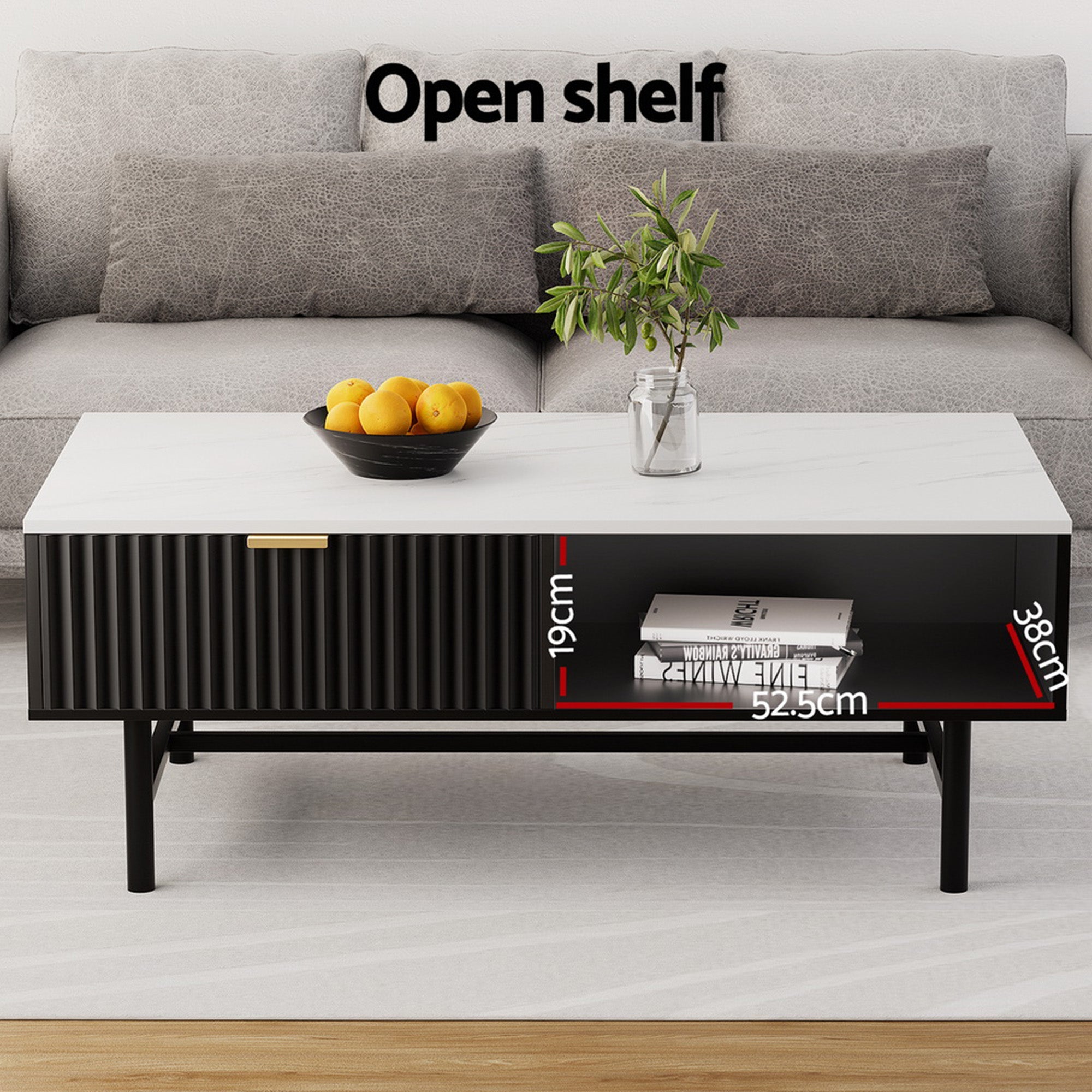 TV Unit & Coffee Table Set Storage Shelf Black - Furniture > Bar Stools & Chairs > Arm Chairs & Recliners - Rivercity House & Home Co. (ABN 18 642 972 209) - Affordable Modern Furniture Australia