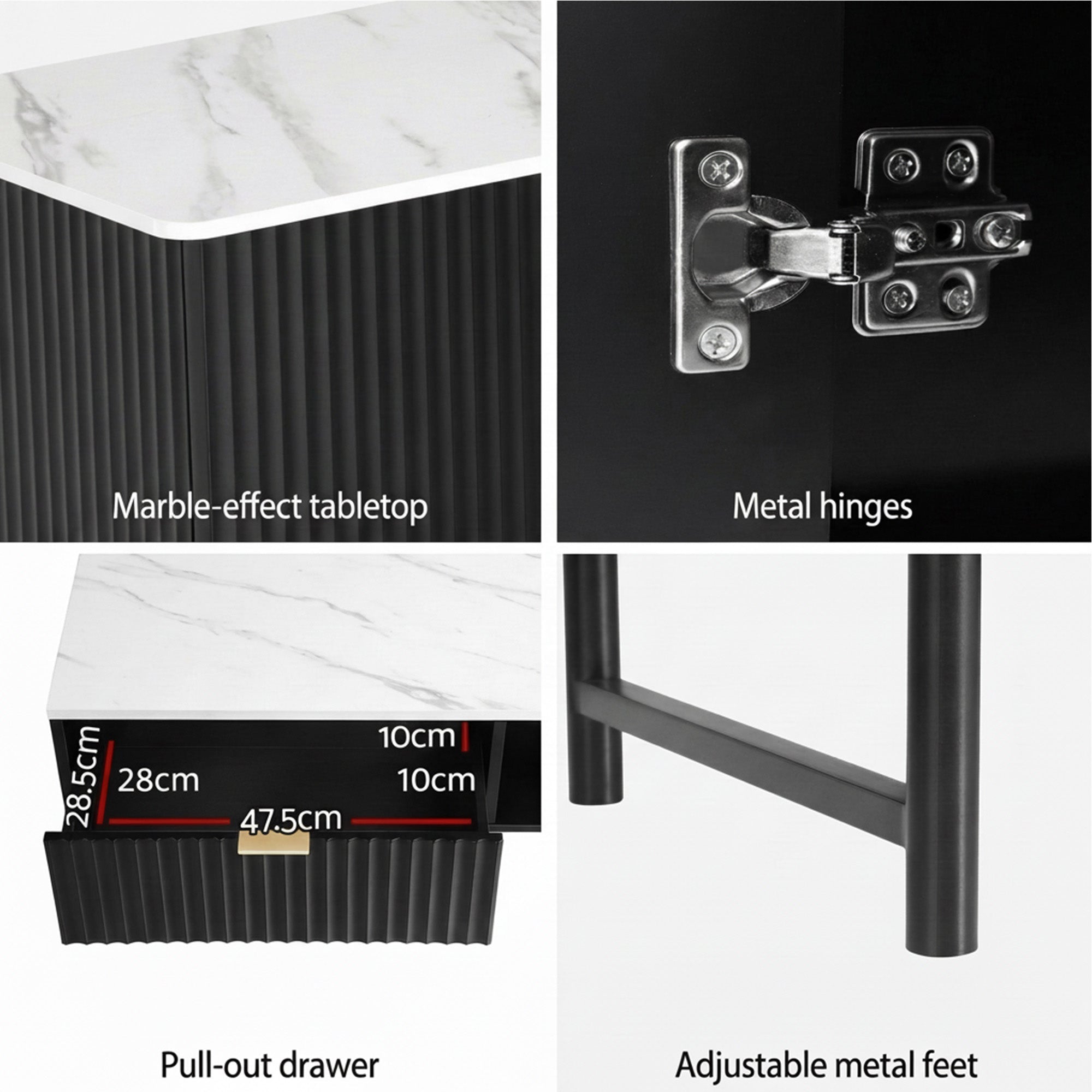 TV Unit & Coffee Table Set Storage Shelf Black - Furniture > Bar Stools & Chairs > Arm Chairs & Recliners - Rivercity House & Home Co. (ABN 18 642 972 209) - Affordable Modern Furniture Australia