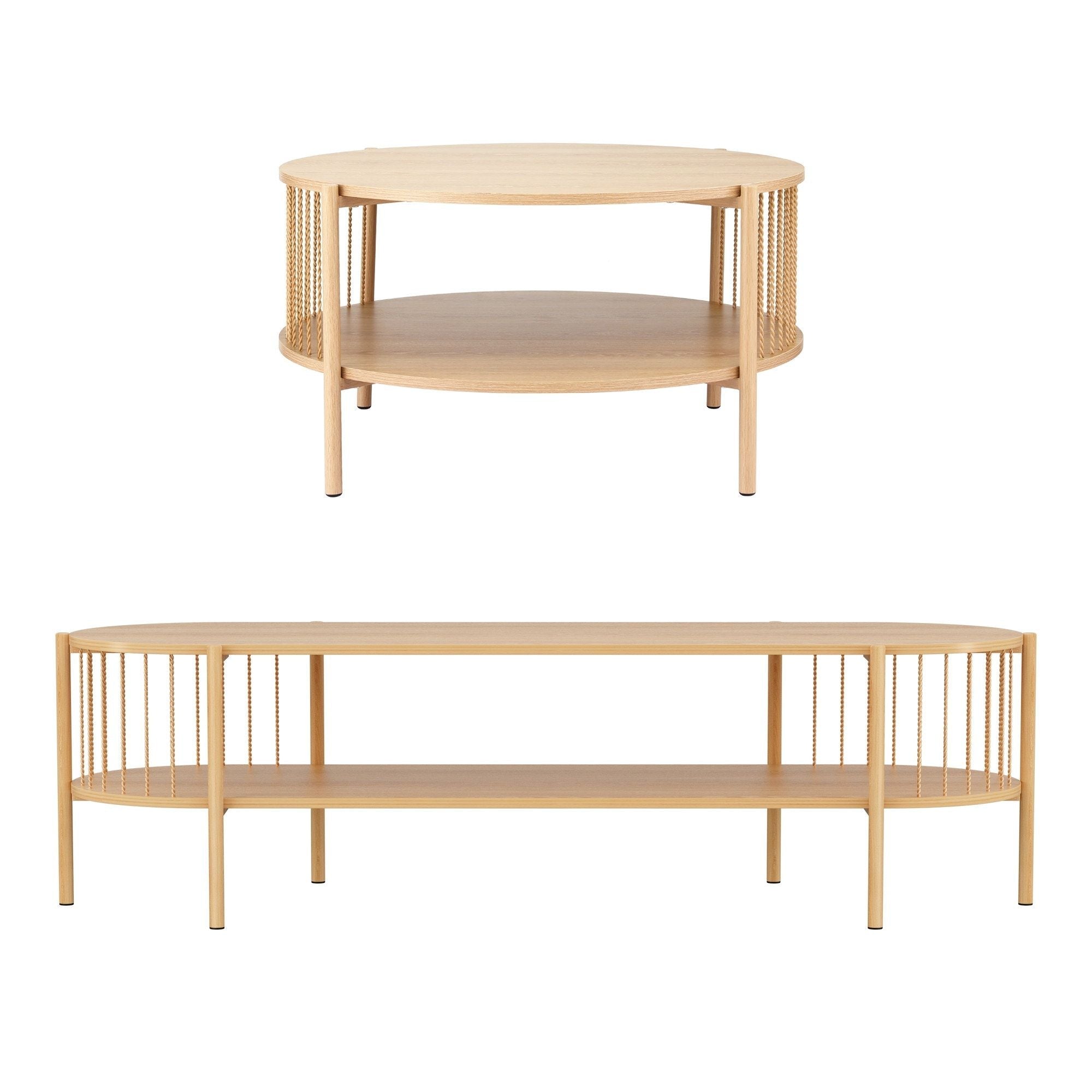 TV Unit & Coffee Table Set Storage Shelf Pine - Furniture > Living Room > TV Units - Rivercity House & Home Co. (ABN 18 642 972 209) - Affordable Modern Furniture Australia