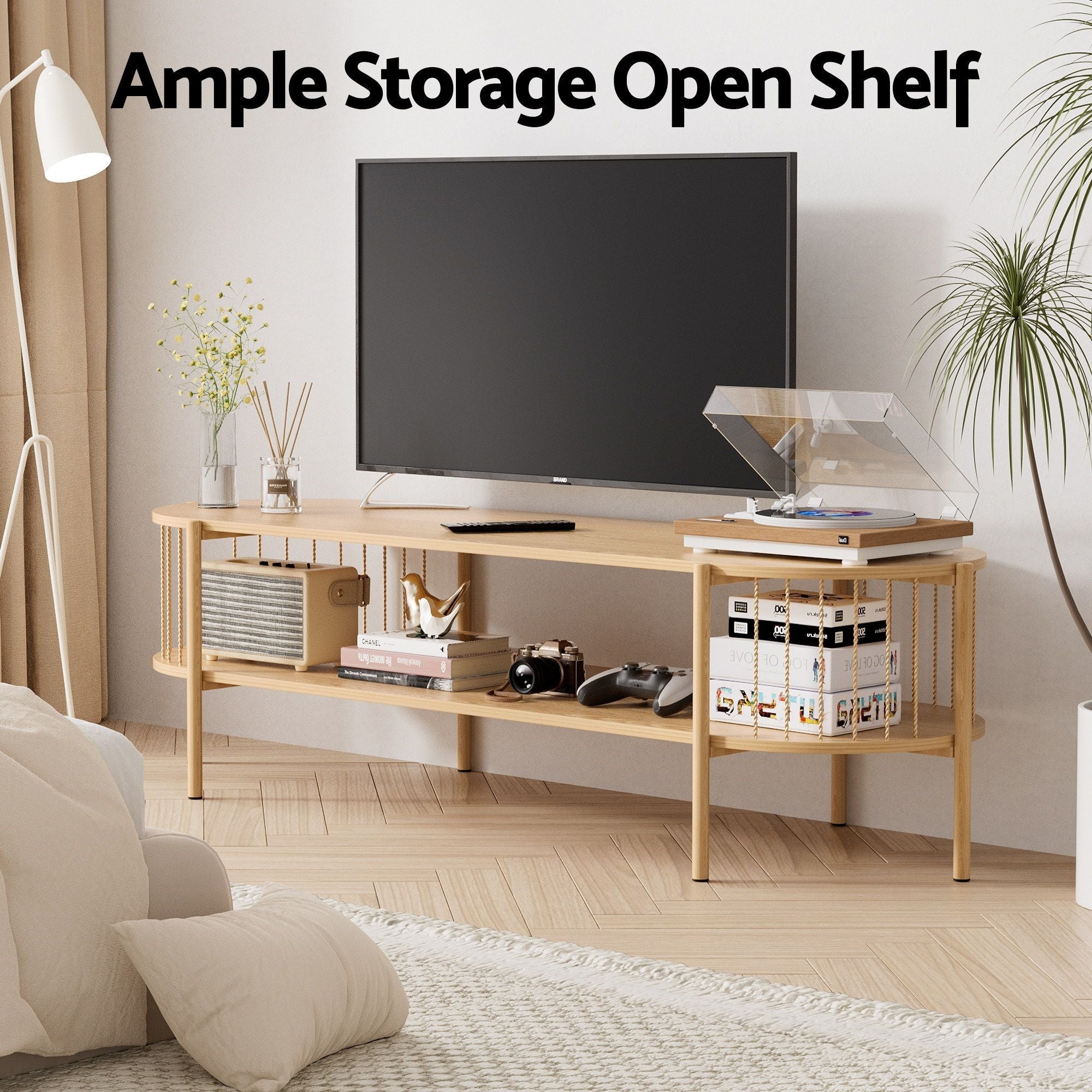 TV Unit & Coffee Table Set Storage Shelf Pine - Furniture > Living Room > TV Units - Rivercity House & Home Co. (ABN 18 642 972 209) - Affordable Modern Furniture Australia