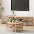 TV Unit & Coffee Table Set Storage Shelf Pine