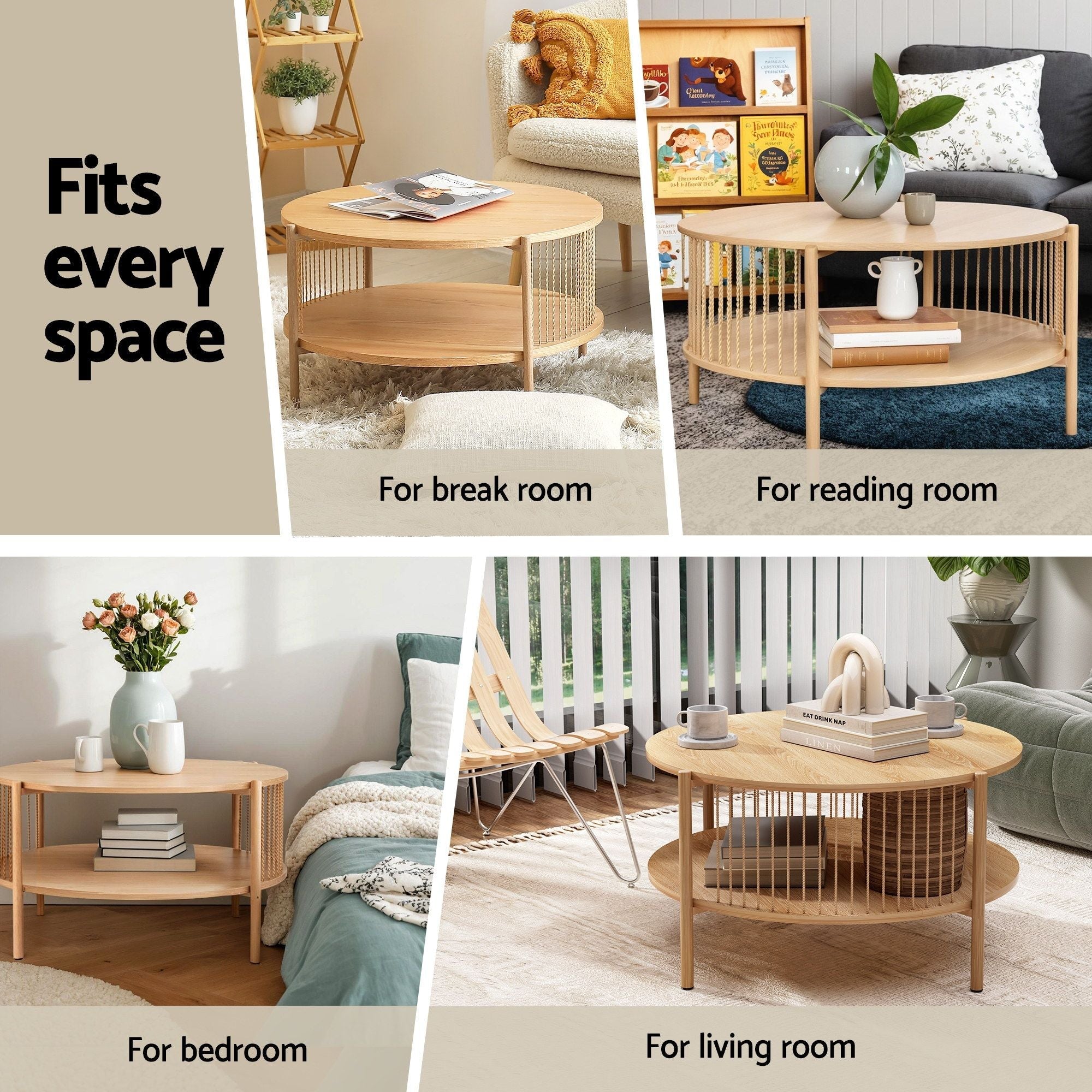 TV Unit & Coffee Table Set Storage Shelf Pine - Furniture > Living Room > TV Units - Rivercity House & Home Co. (ABN 18 642 972 209) - Affordable Modern Furniture Australia