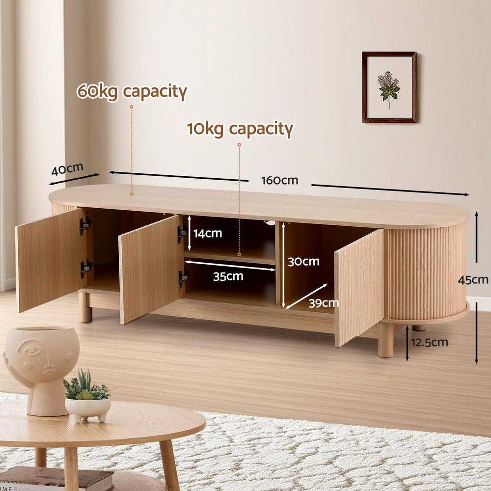 TV Unit Entertainment Unit Storage Cabinet 160cm Pine - Furniture > Living Room > TV Units - Rivercity House & Home Co. (ABN 18 642 972 209) - Affordable Modern Furniture Australia