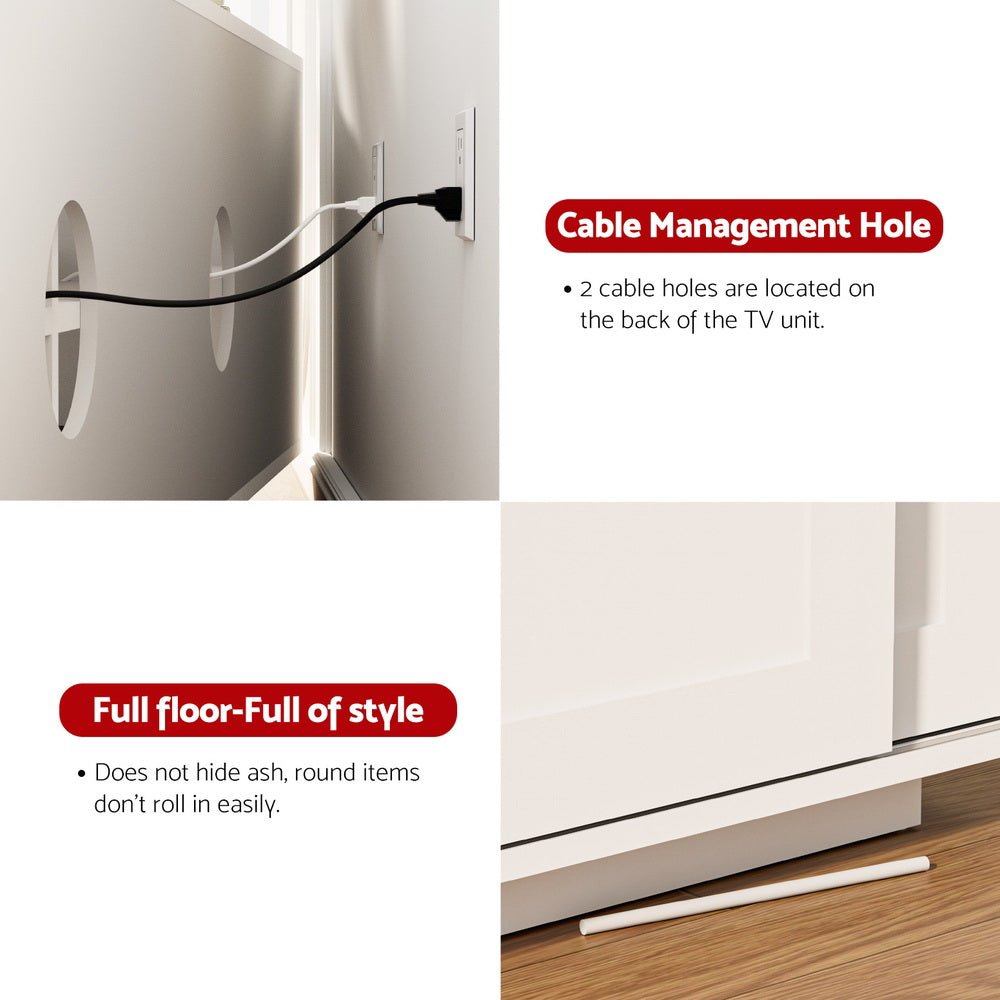 TV Unit Entertainment Unit Storage Cabinet 160cm White - Furniture > Living Room > TV Units - Rivercity House & Home Co. (ABN 18 642 972 209) - Affordable Modern Furniture Australia