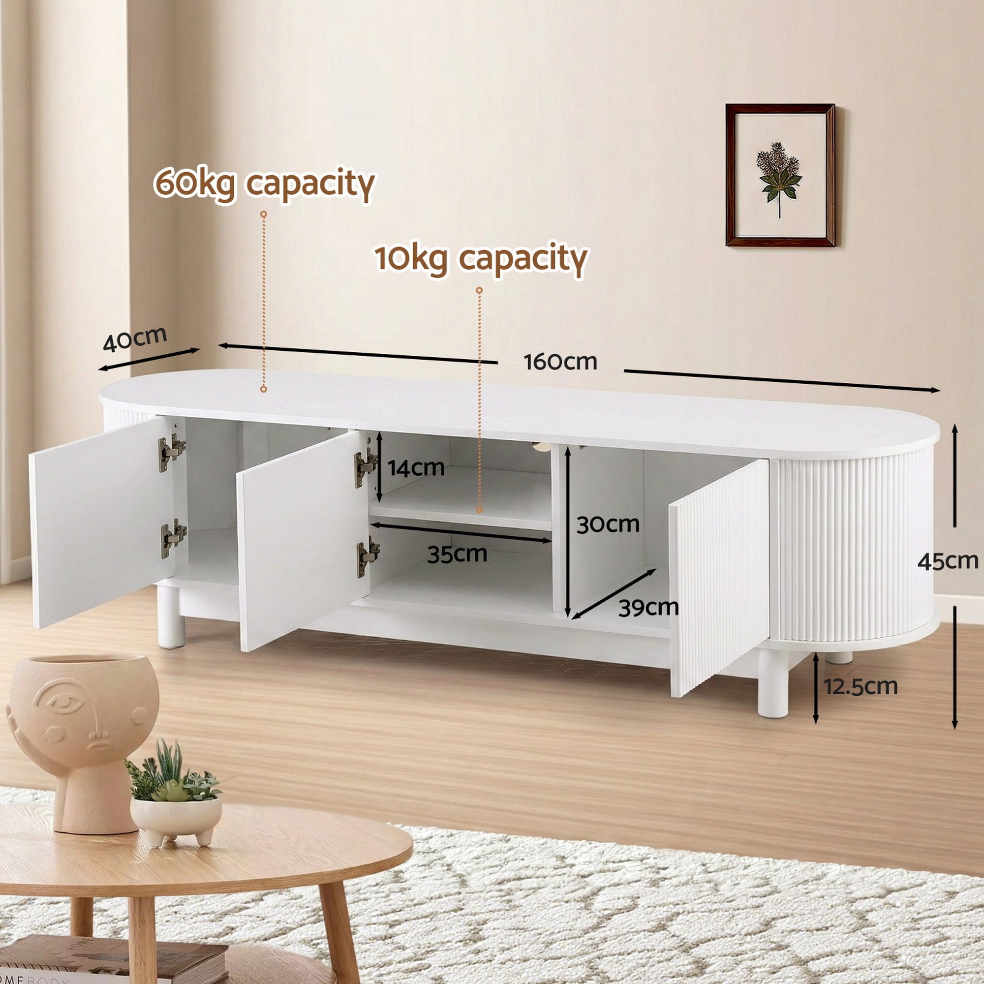 TV Unit Entertainment Unit Storage Cabinet 160cm White - Furniture > Living Room > TV Units - Rivercity House & Home Co. (ABN 18 642 972 209) - Affordable Modern Furniture Australia