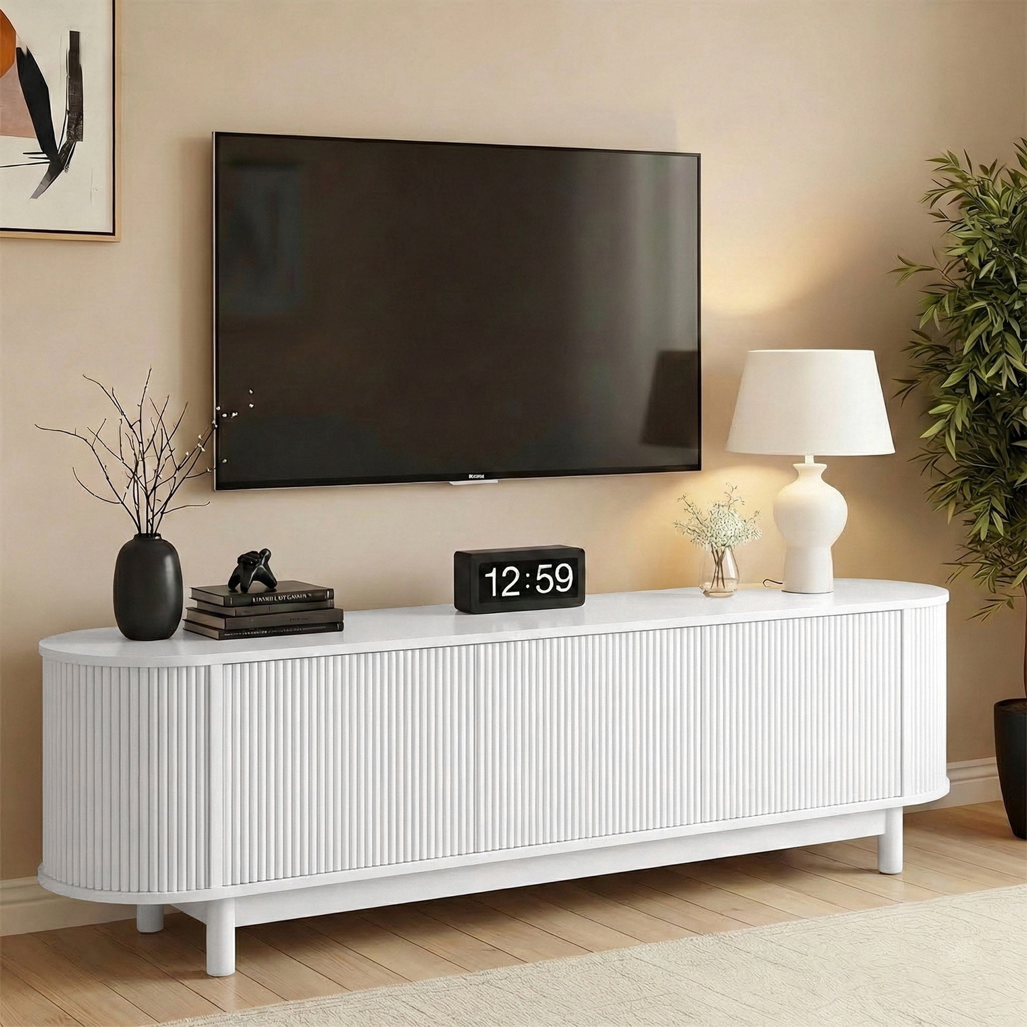 TV Unit Entertainment Unit Storage Cabinet 160cm White - Furniture > Living Room > TV Units - Rivercity House & Home Co. (ABN 18 642 972 209) - Affordable Modern Furniture Australia