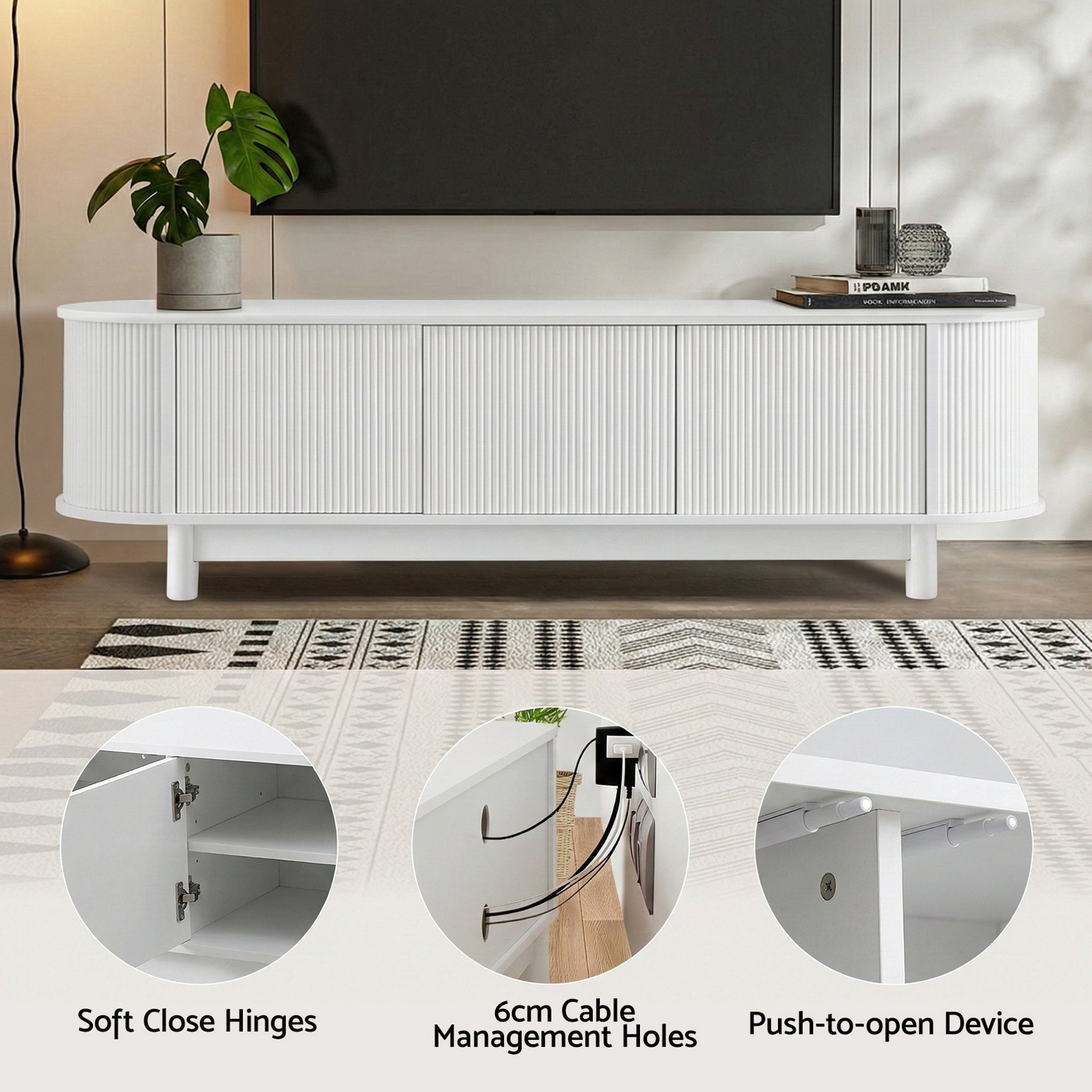 TV Unit Entertainment Unit Storage Cabinet 160cm White - Furniture > Living Room > TV Units - Rivercity House & Home Co. (ABN 18 642 972 209) - Affordable Modern Furniture Australia