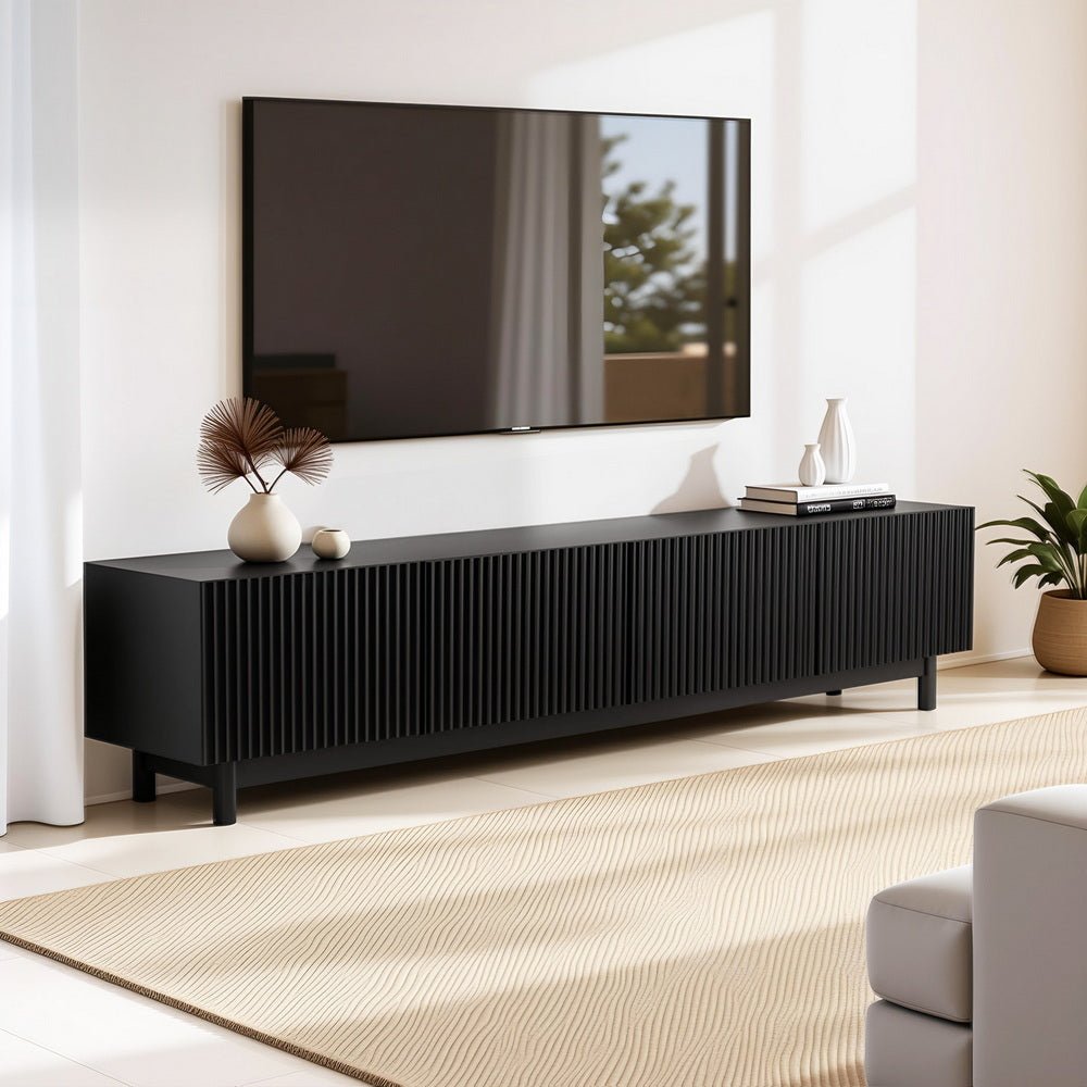 TV Unit Entertainment Unit Storage Cabinet 180cm Black - Furniture > Living Room > TV Units - Rivercity House & Home Co. (ABN 18 642 972 209) - Affordable Modern Furniture Australia