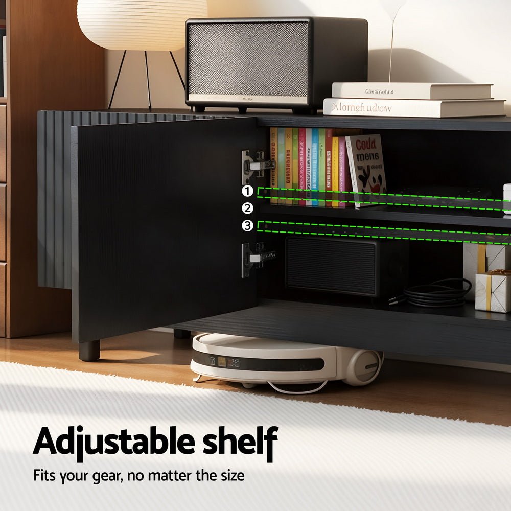 TV Unit Entertainment Unit Storage Cabinet 180cm Black - Furniture > Living Room > TV Units - Rivercity House & Home Co. (ABN 18 642 972 209) - Affordable Modern Furniture Australia