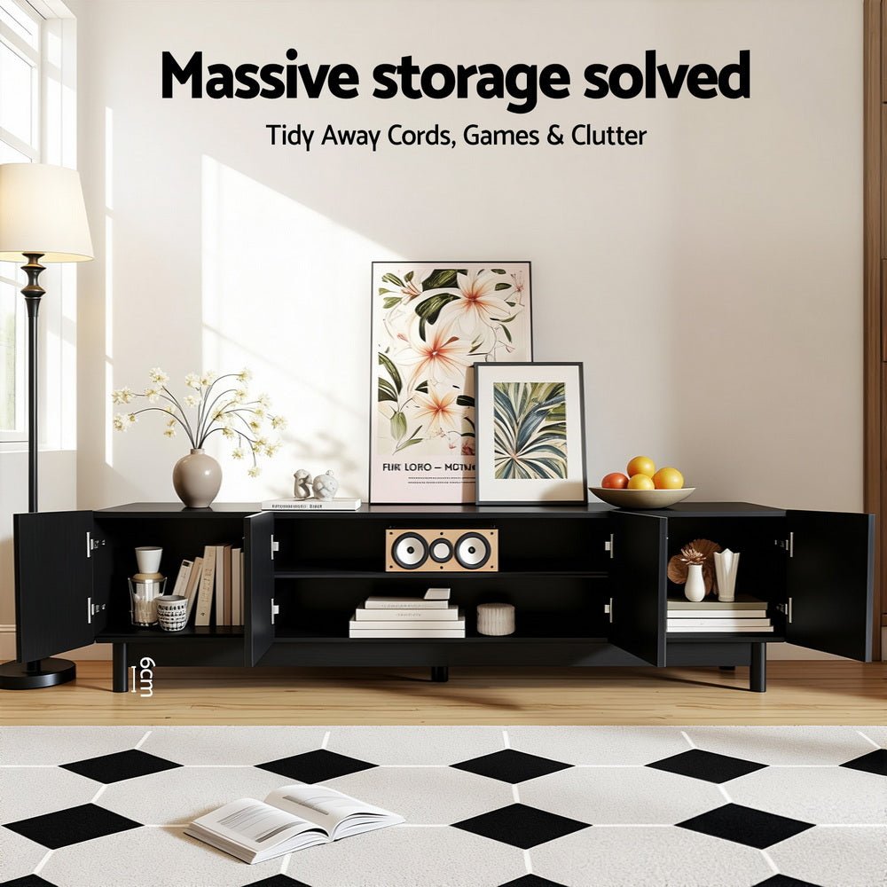 TV Unit Entertainment Unit Storage Cabinet 180cm Black - Furniture > Living Room > TV Units - Rivercity House & Home Co. (ABN 18 642 972 209) - Affordable Modern Furniture Australia