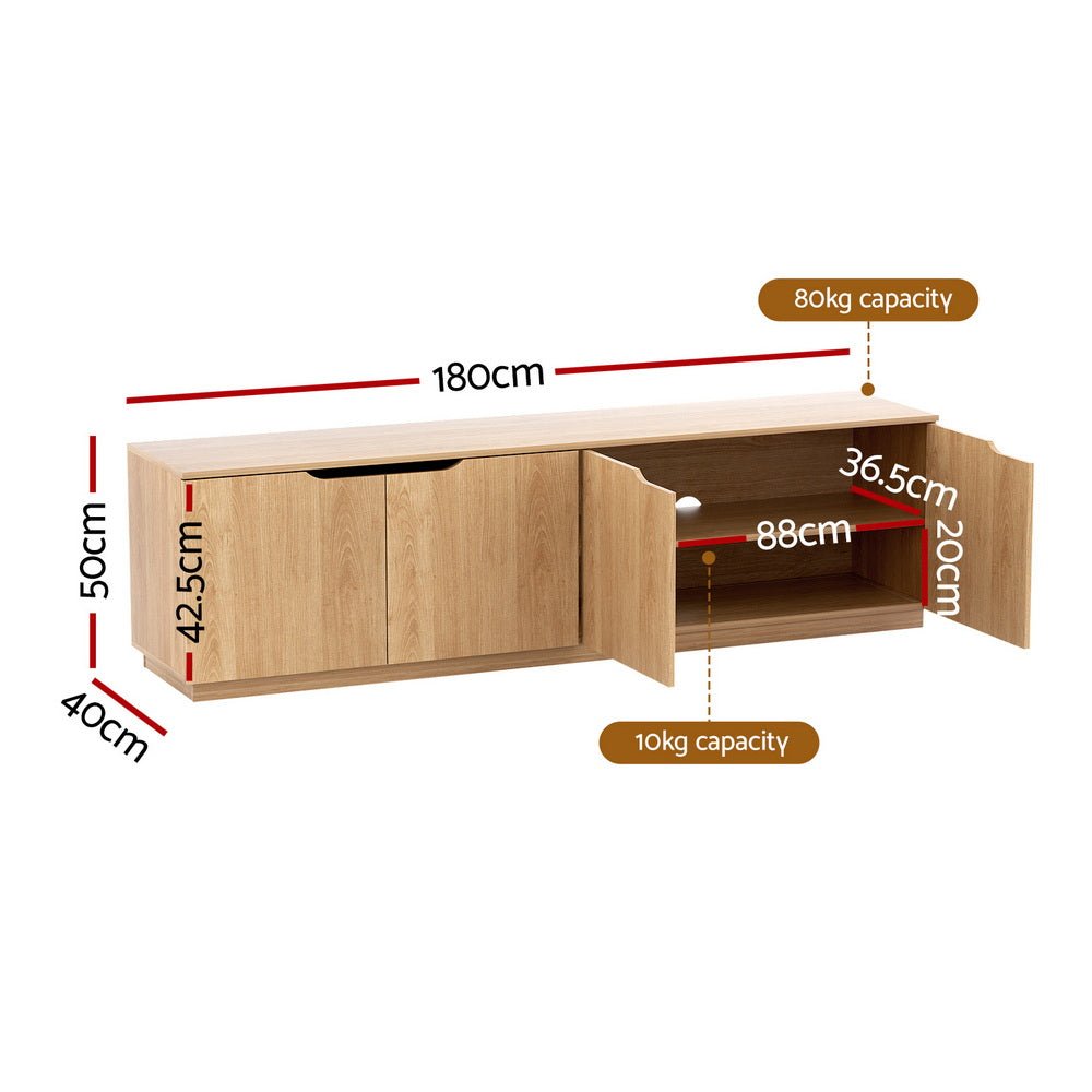TV Unit Entertainment Unit Storage Cabinet 180cm Pine - Furniture > Living Room > TV Units - Rivercity House & Home Co. (ABN 18 642 972 209) - Affordable Modern Furniture Australia