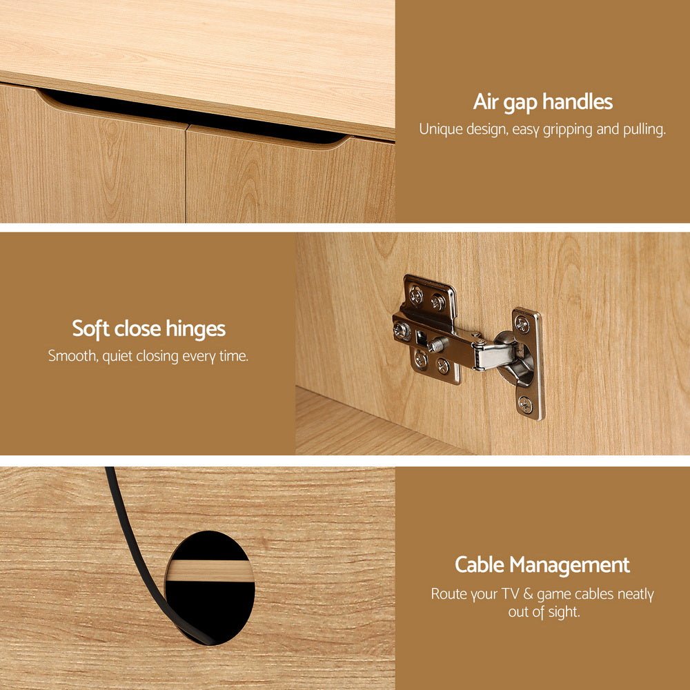 TV Unit Entertainment Unit Storage Cabinet 180cm Pine - Furniture > Living Room > TV Units - Rivercity House & Home Co. (ABN 18 642 972 209) - Affordable Modern Furniture Australia