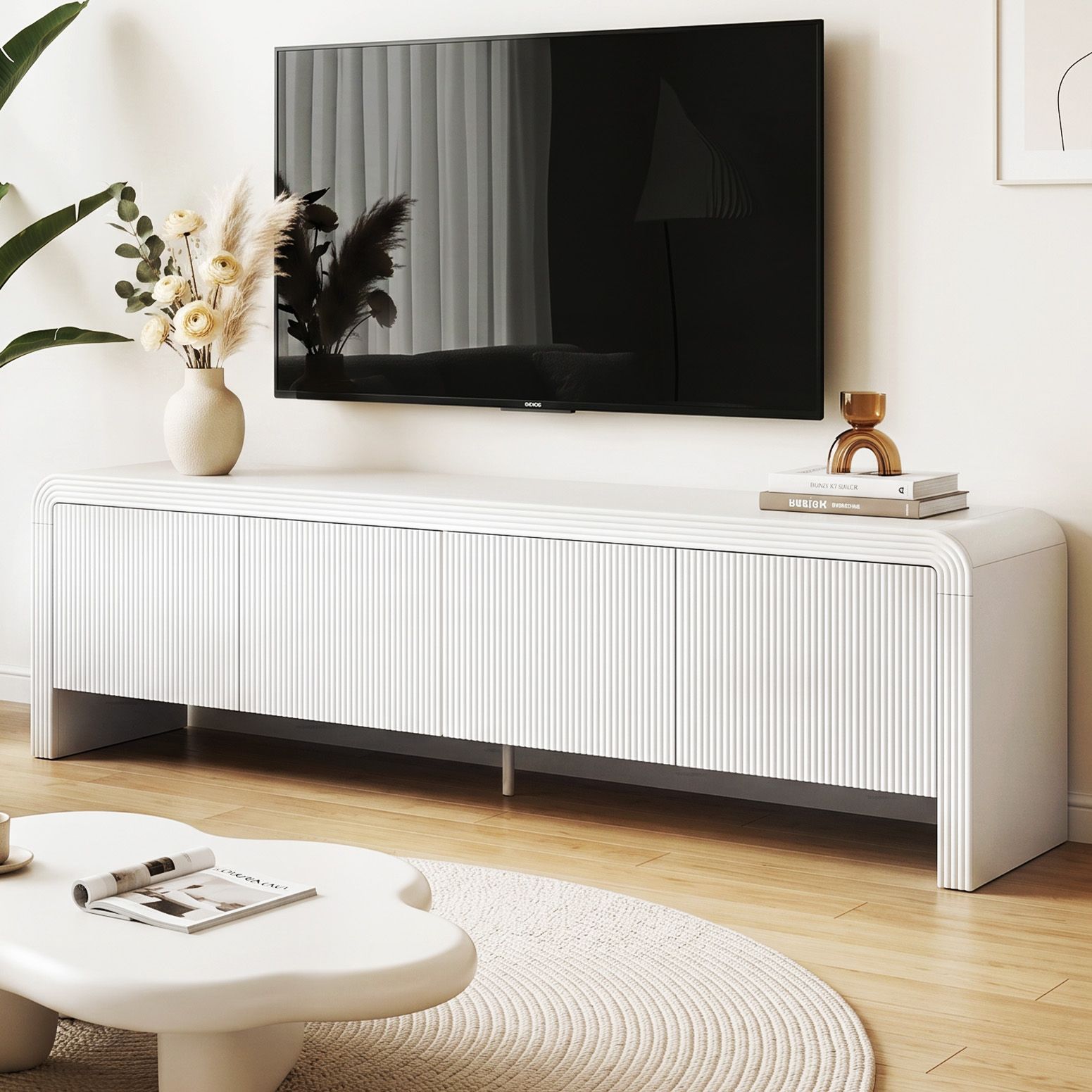 TV Unit Entertainment Unit Storage Cabinet 180cm White - Furniture > Living Room > TV Units - Rivercity House & Home Co. (ABN 18 642 972 209) - Affordable Modern Furniture Australia
