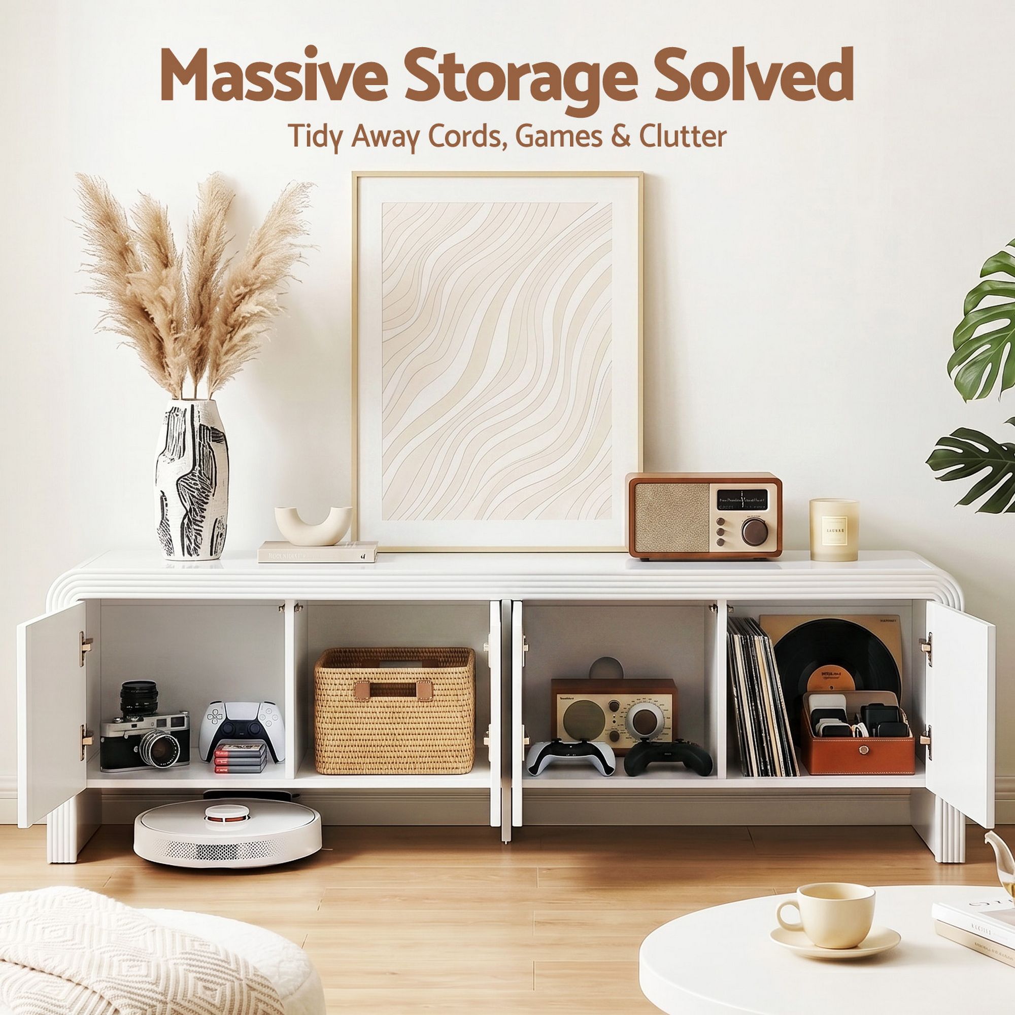 TV Unit Entertainment Unit Storage Cabinet 180cm White - Furniture > Living Room > TV Units - Rivercity House & Home Co. (ABN 18 642 972 209) - Affordable Modern Furniture Australia