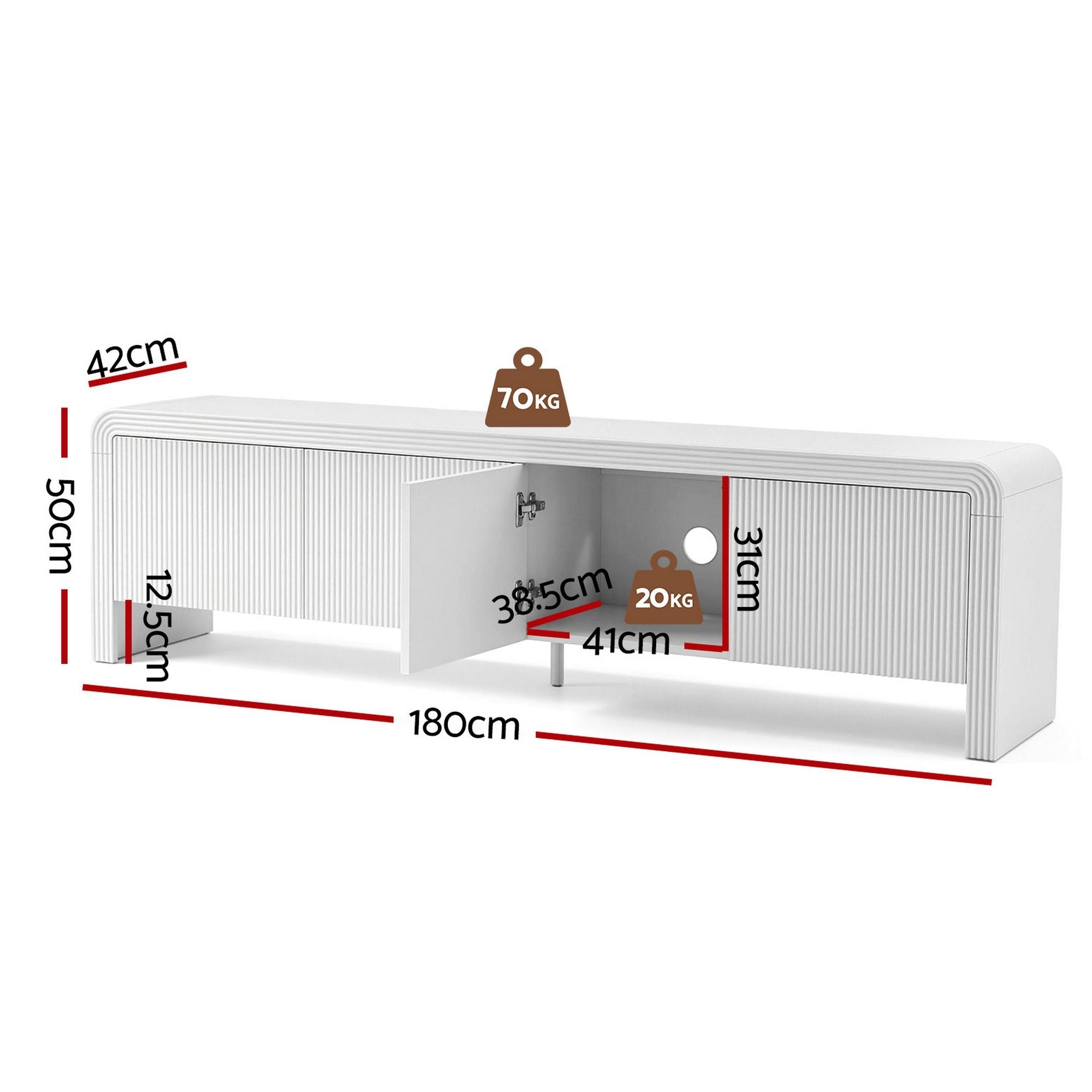 TV Unit Entertainment Unit Storage Cabinet 180cm White - Furniture > Living Room > TV Units - Rivercity House & Home Co. (ABN 18 642 972 209) - Affordable Modern Furniture Australia