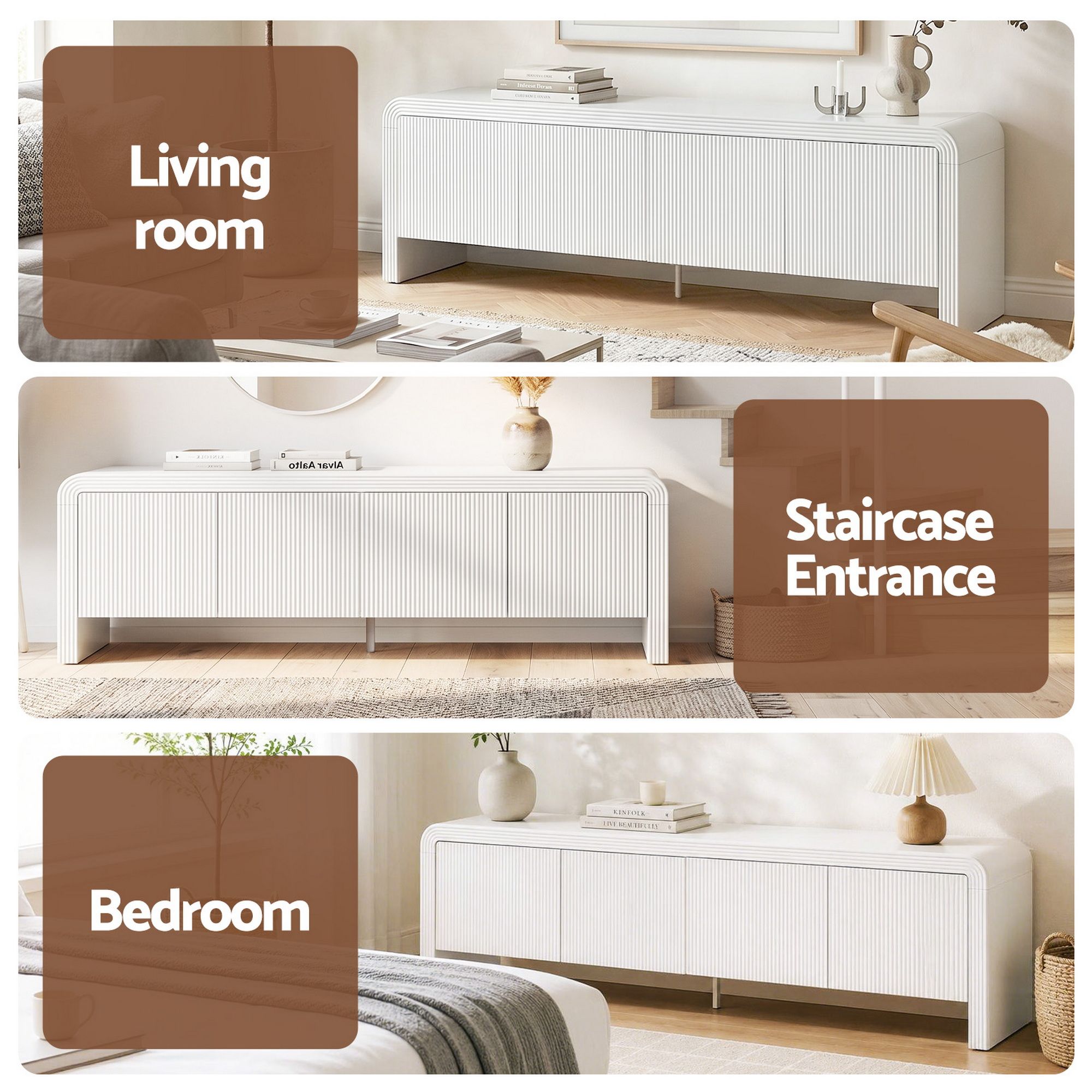 TV Unit Entertainment Unit Storage Cabinet 180cm White - Furniture > Living Room > TV Units - Rivercity House & Home Co. (ABN 18 642 972 209) - Affordable Modern Furniture Australia