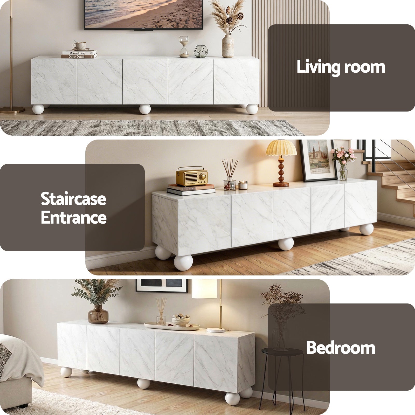 TV Unit Entertainment Unit Storage Cabinet 200cm White - Furniture > Living Room > TV Units - Rivercity House & Home Co. (ABN 18 642 972 209) - Affordable Modern Furniture Australia