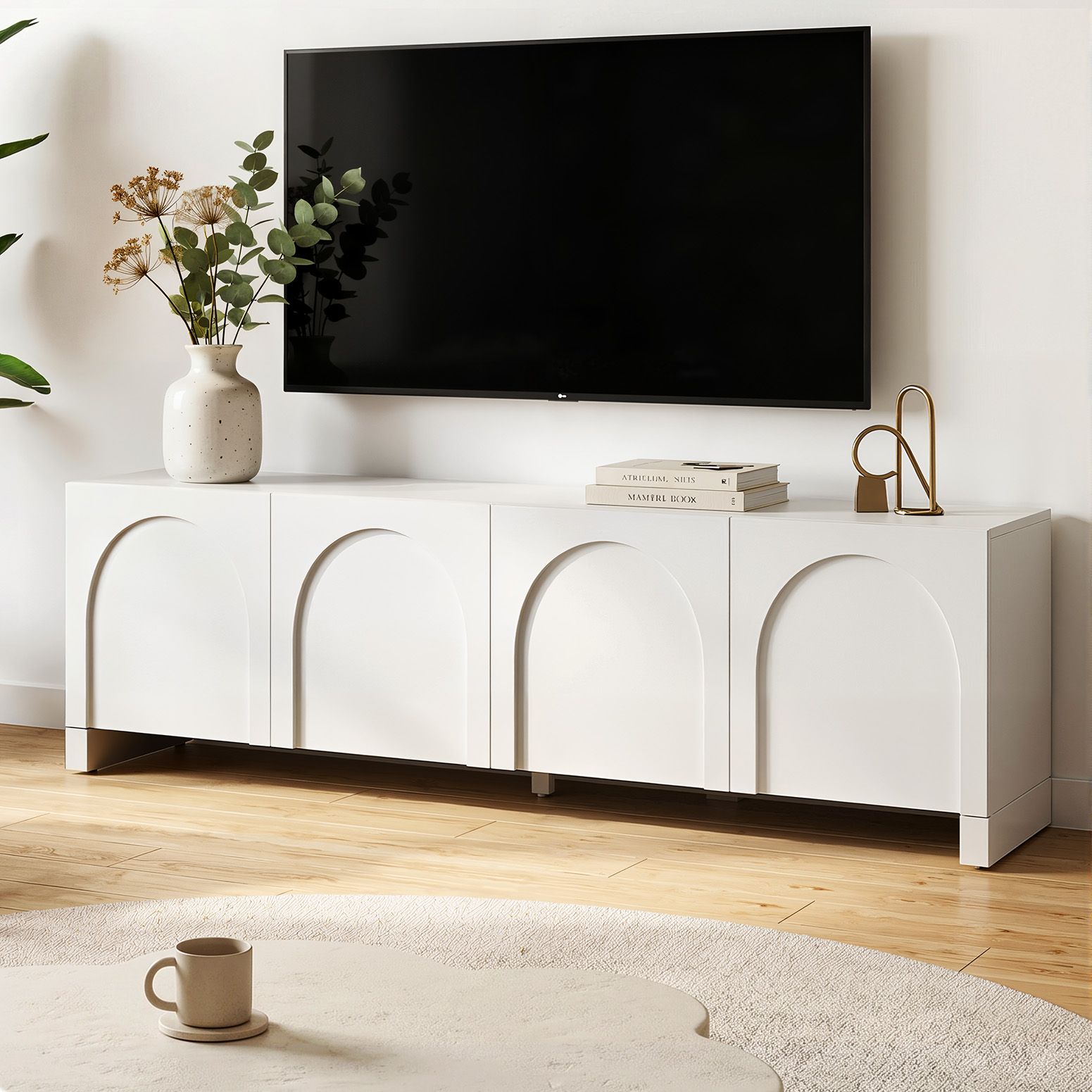 TV Unit Entertainment Unit Storage Cabinet Adjustable Shelf 180cm White - Furniture > Living Room > TV Units - Rivercity House & Home Co. (ABN 18 642 972 209) - Affordable Modern Furniture Australia