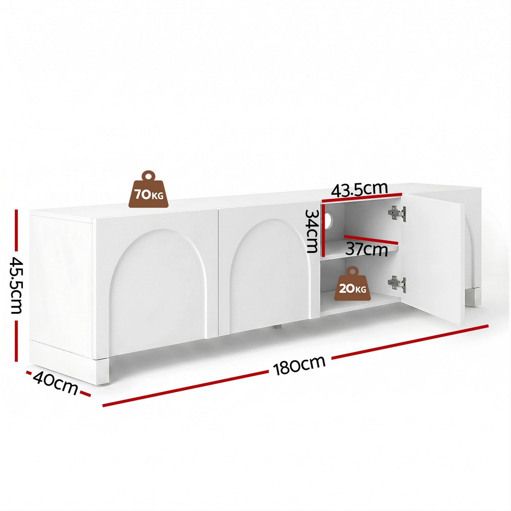 TV Unit Entertainment Unit Storage Cabinet Adjustable Shelf 180cm White - Furniture > Living Room > TV Units - Rivercity House & Home Co. (ABN 18 642 972 209) - Affordable Modern Furniture Australia