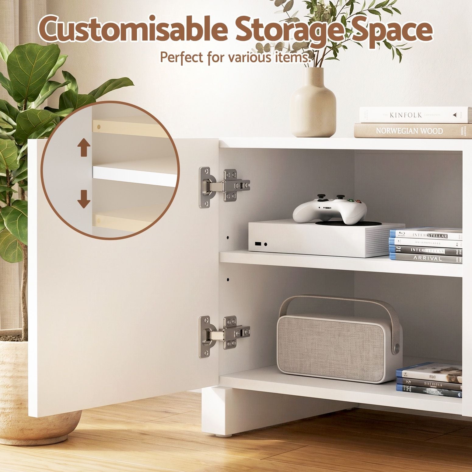 TV Unit Entertainment Unit Storage Cabinet Adjustable Shelf 180cm White - Furniture > Living Room > TV Units - Rivercity House & Home Co. (ABN 18 642 972 209) - Affordable Modern Furniture Australia