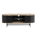 Entertainment TV Unit with Storage Cabinets and Shelves - Black Pine